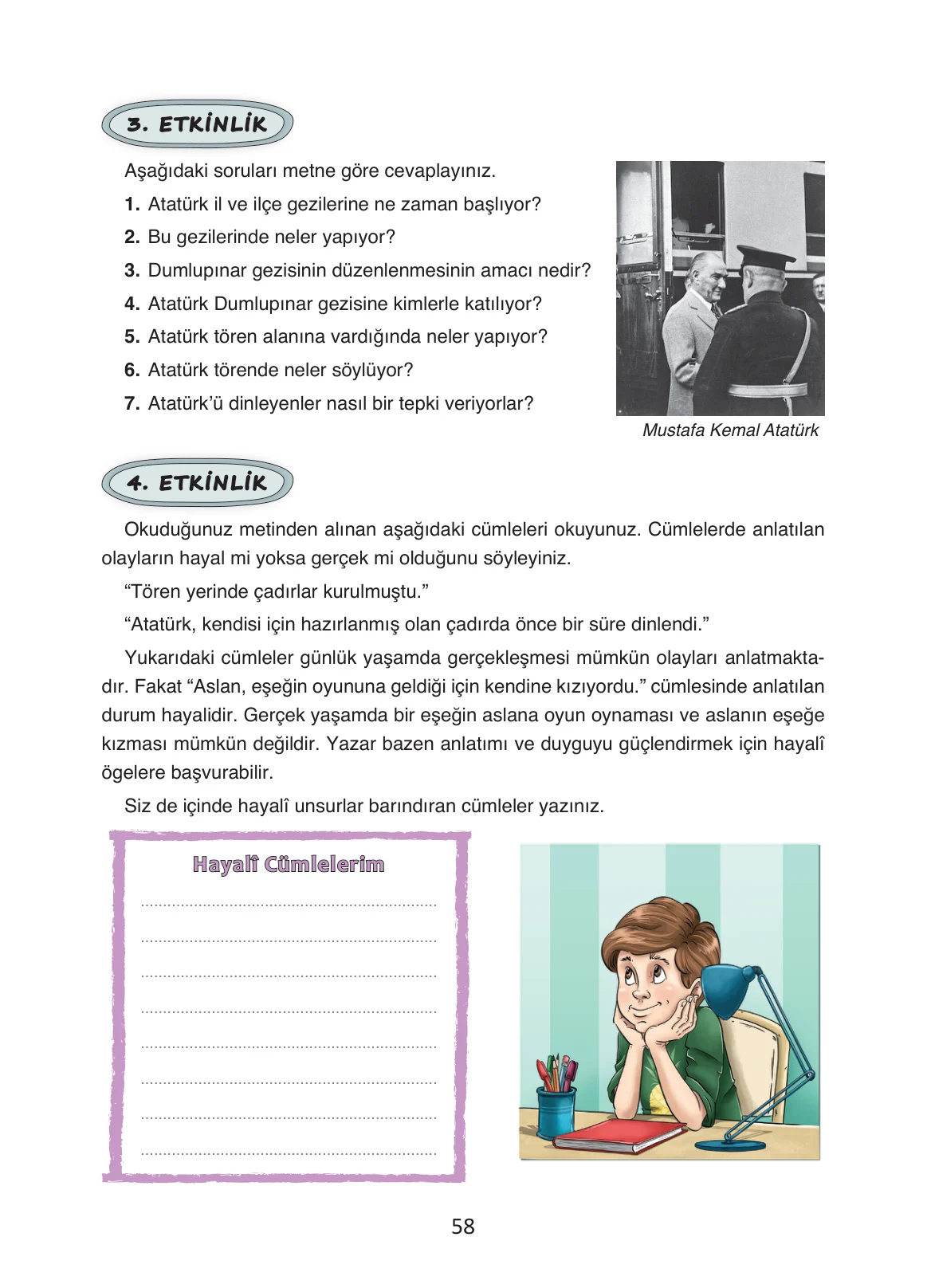 4. Sınıf Türkçe Ders Kitabı Cevapları Ada Yayınları Sayfa 58