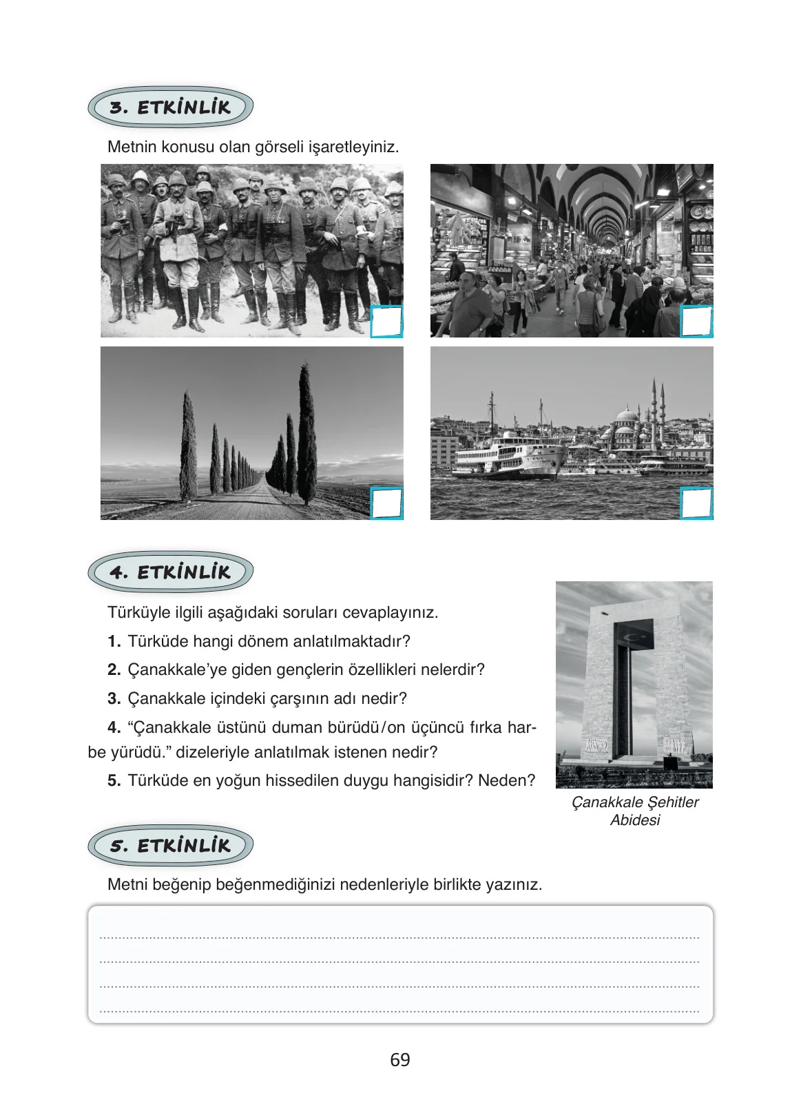 4. Sınıf Türkçe Ders Kitabı Cevapları Ada Yayınları Sayfa 69