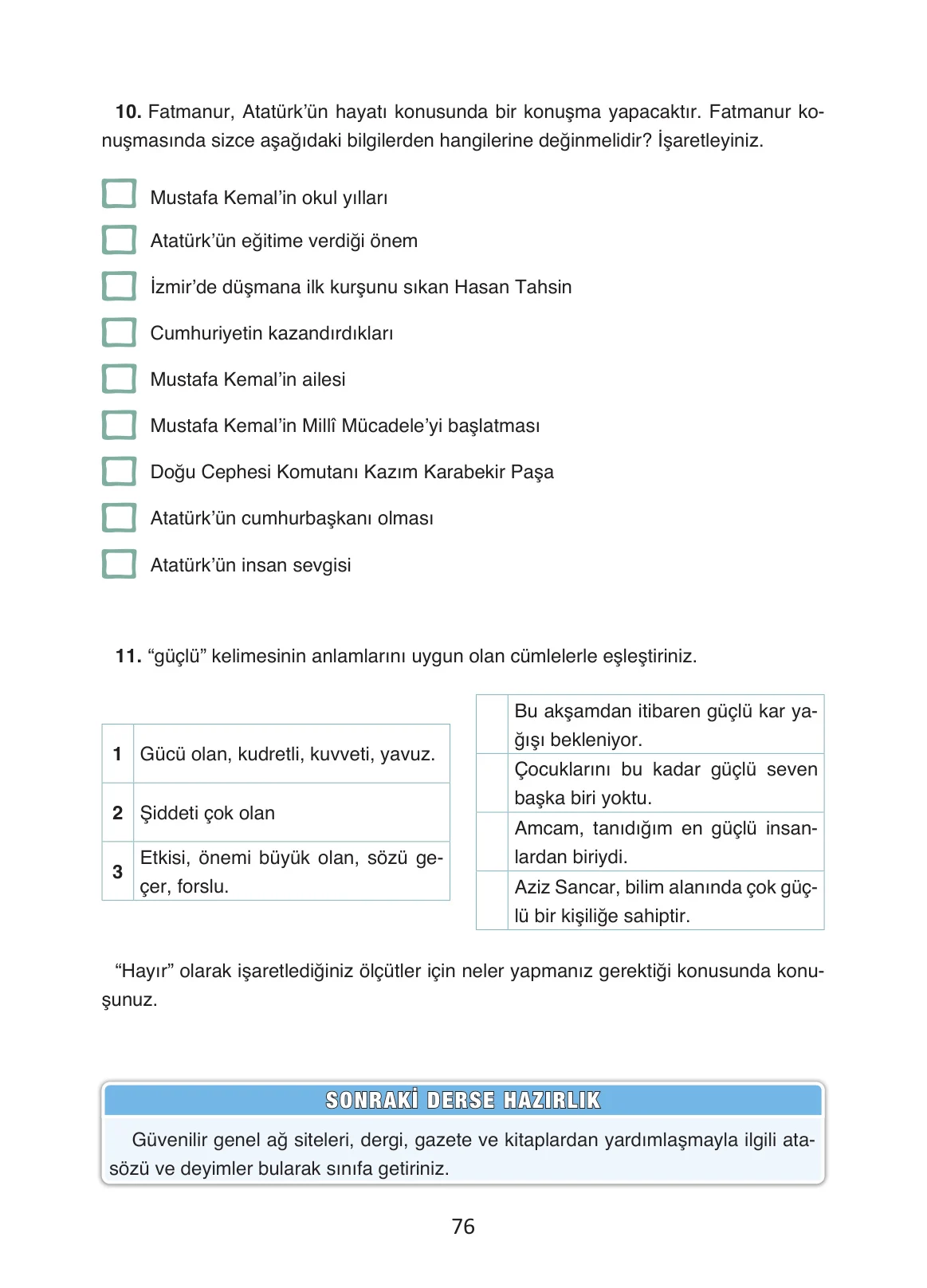 4. Sınıf Türkçe Ders Kitabı Cevapları Ada Yayınları Sayfa 76