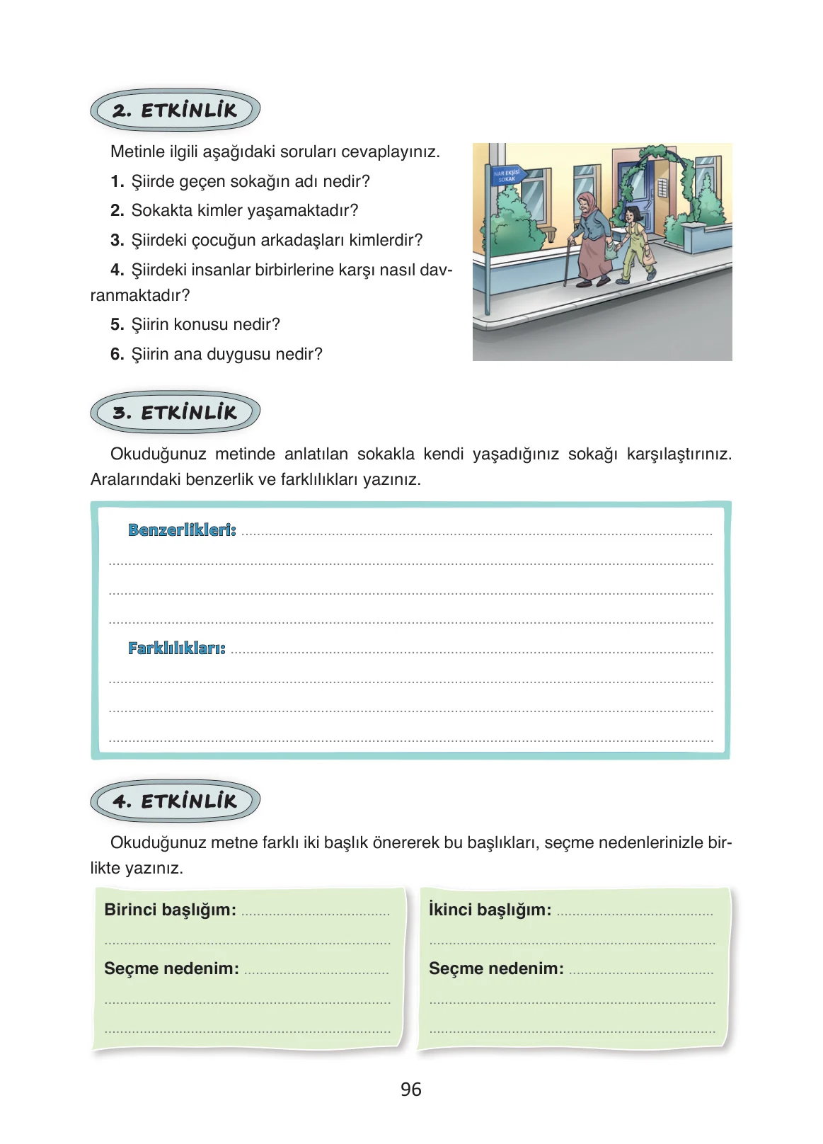 4. Sınıf Türkçe Ders Kitabı Cevapları Ada Yayınları Sayfa 96
