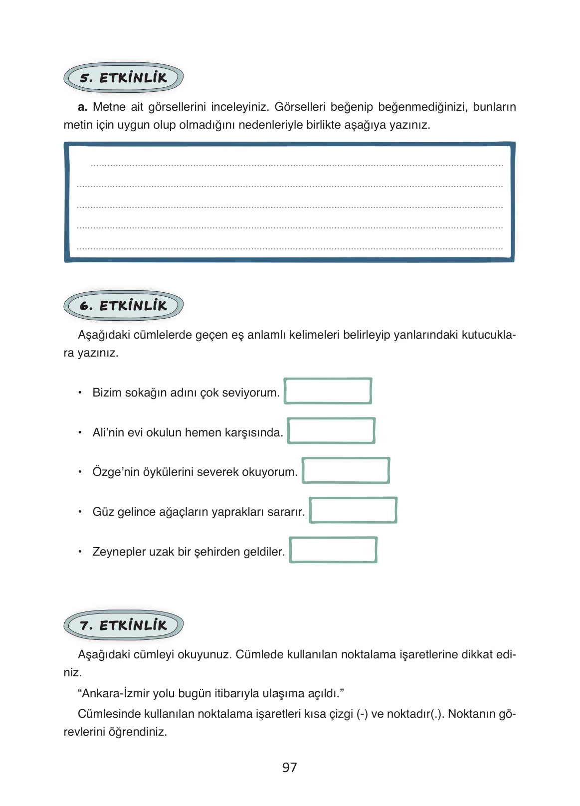 4. Sınıf Türkçe Ders Kitabı Cevapları Ada Yayınları Sayfa 97