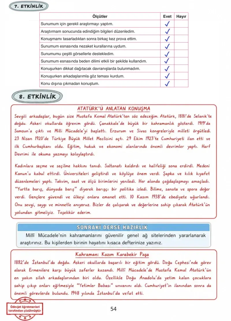 4. Sınıf Türkçe Ders Kitabı Cevapları Ada Yayınları Sayfa 54 Çözüm Görseli