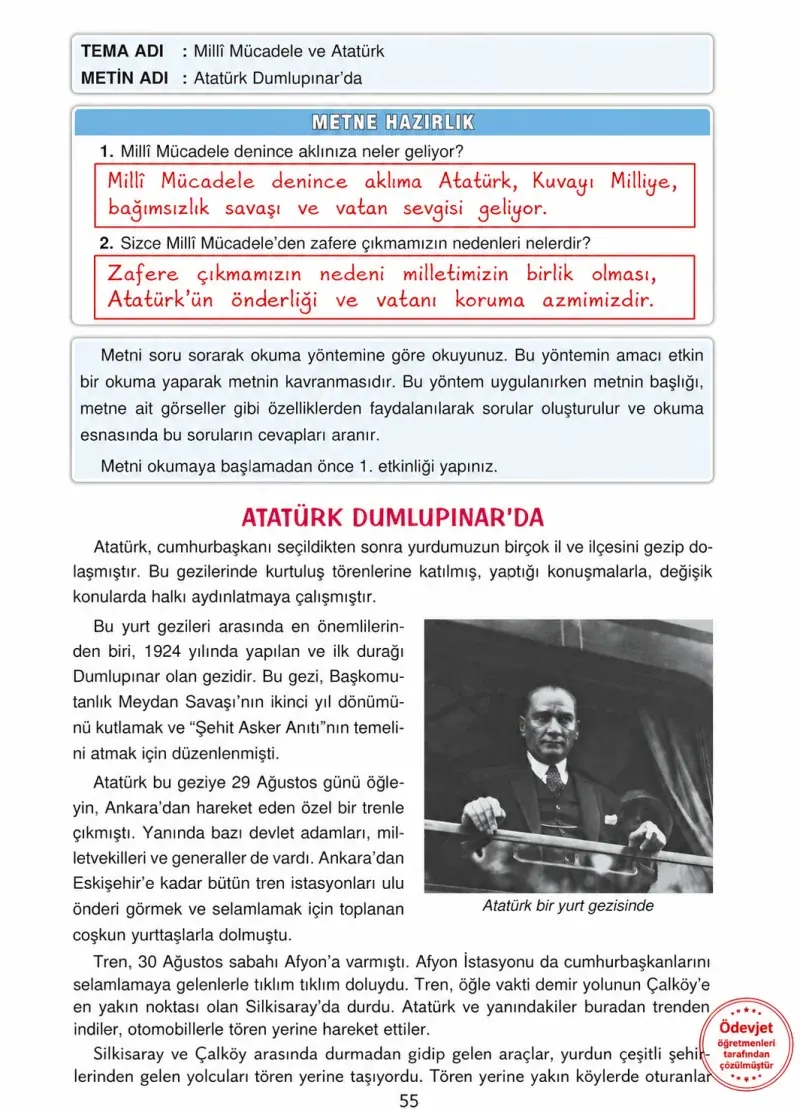 4. Sınıf Türkçe Ders Kitabı Cevapları Ada Yayınları Sayfa 55 Çözüm Görseli