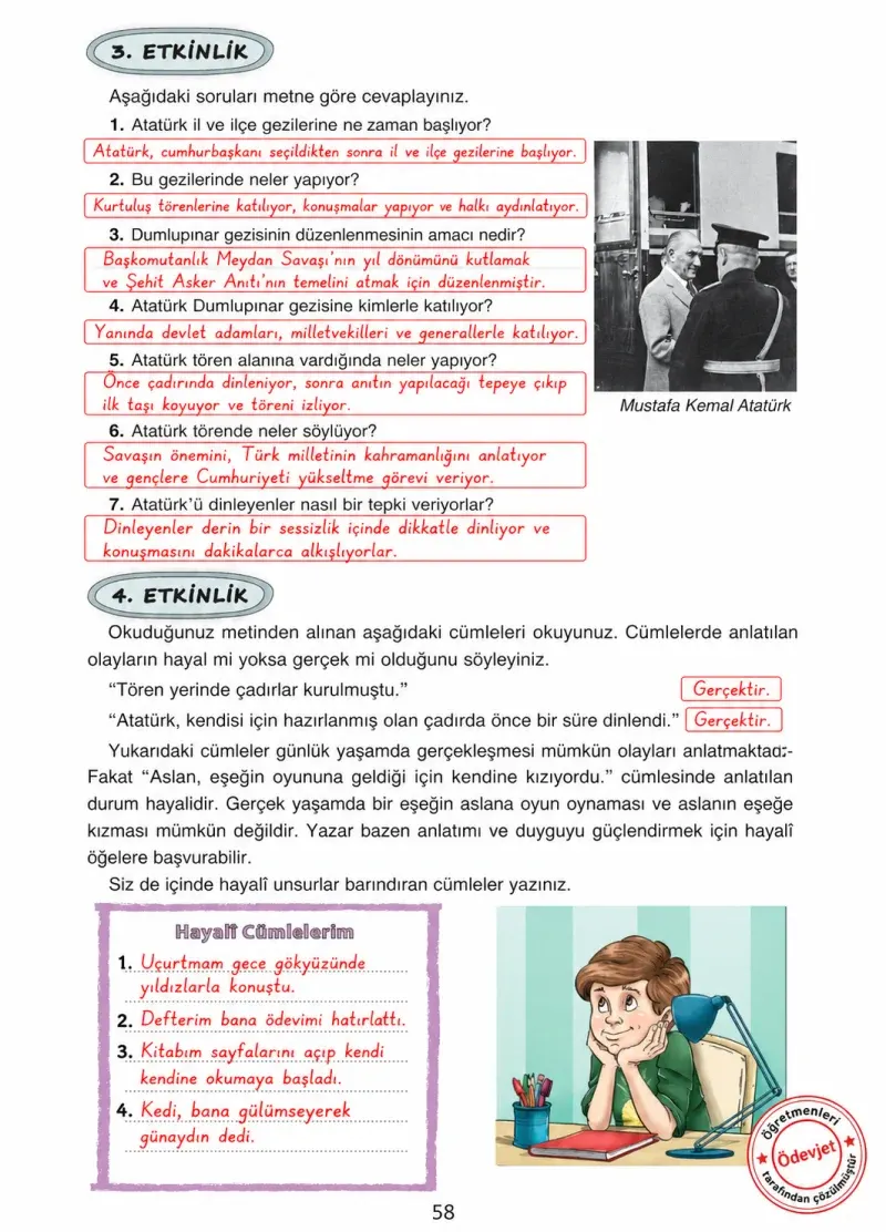 4. Sınıf Türkçe Ders Kitabı Cevapları Ada Yayınları Sayfa 58 Çözüm Görseli
