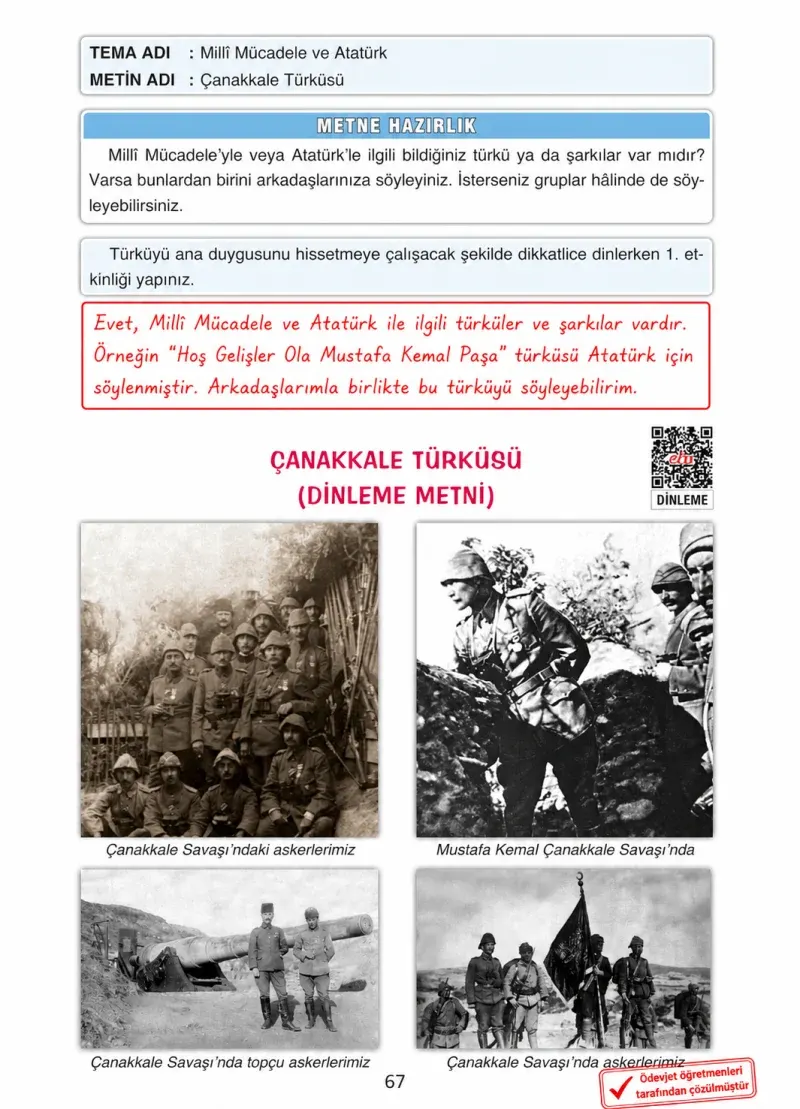 4. Sınıf Türkçe Ders Kitabı Cevapları Ada Yayınları Sayfa 67 Çözüm Görseli