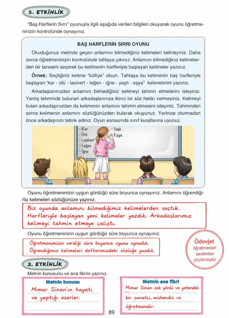4. Sınıf Türkçe Ders Kitabı Cevapları Ada Yayınları Sayfa 89 Çözüm Görseli