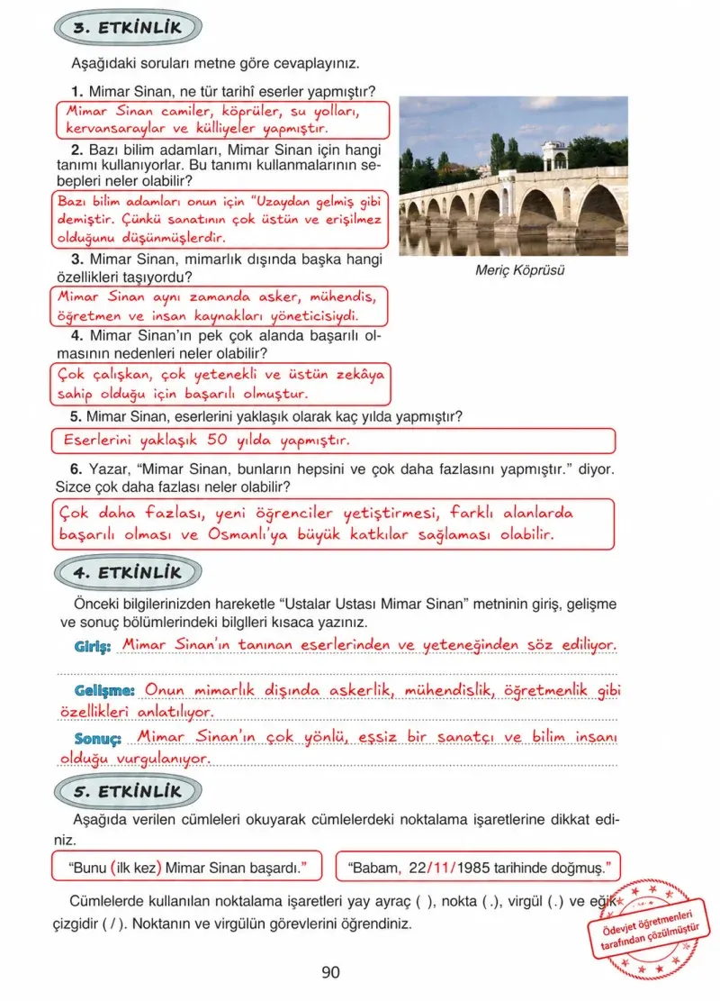 4. Sınıf Türkçe Ders Kitabı Cevapları Ada Yayınları Sayfa 90 Çözüm Görseli