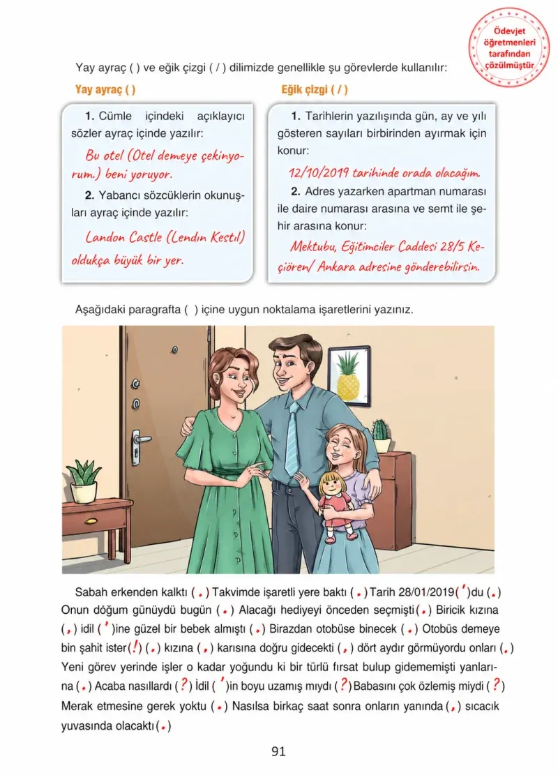 4. Sınıf Türkçe Ders Kitabı Cevapları Ada Yayınları Sayfa 91 Çözüm Görseli