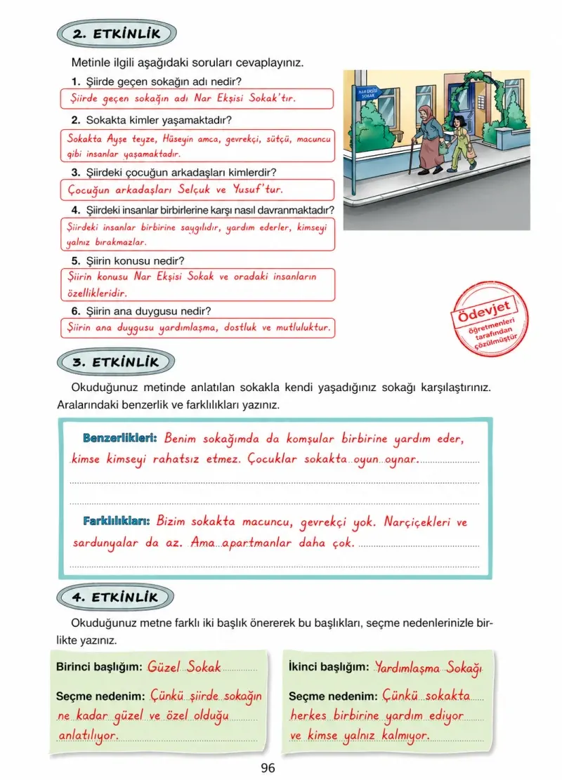 4. Sınıf Türkçe Ders Kitabı Cevapları Ada Yayınları Sayfa 96 Çözüm Görseli