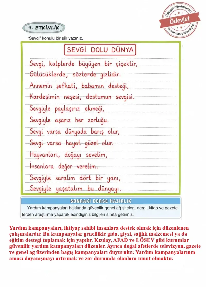 4. Sınıf Türkçe Ders Kitabı Cevapları Ada Yayınları Sayfa 99 Çözüm Görseli