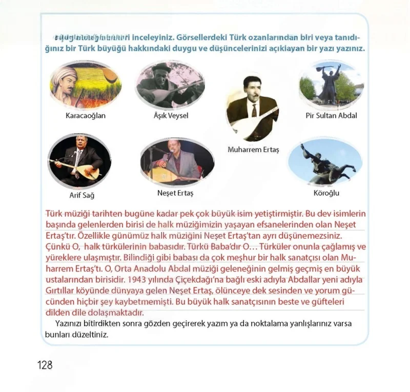 4. Sınıf Türkçe Ders Kitabı Cevapları Koza Yayınları Sayfa 128 Çözüm Görseli