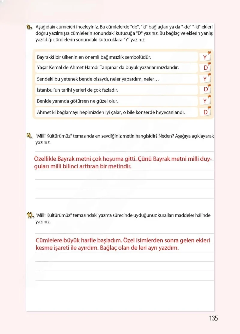 4. Sınıf Türkçe Ders Kitabı Cevapları Koza Yayınları Sayfa 135 Çözüm Görseli
