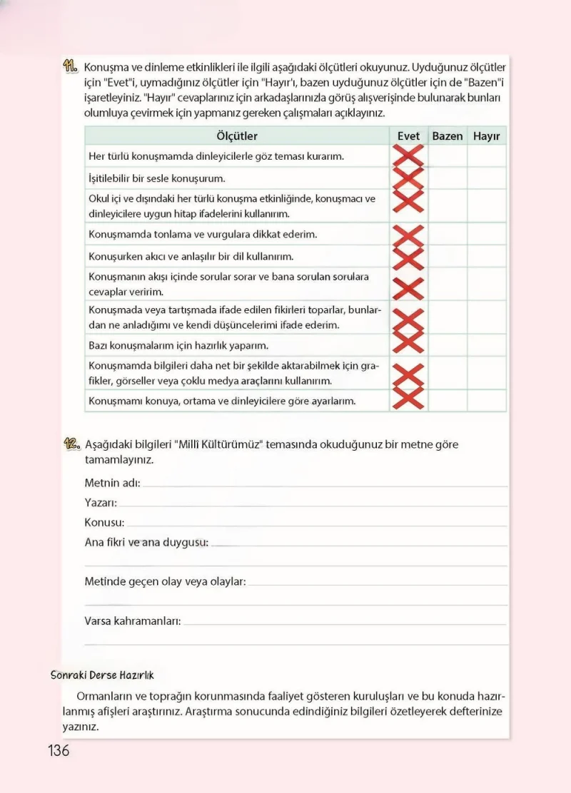 4. Sınıf Türkçe Ders Kitabı Cevapları Koza Yayınları Sayfa 136 Çözüm Görseli