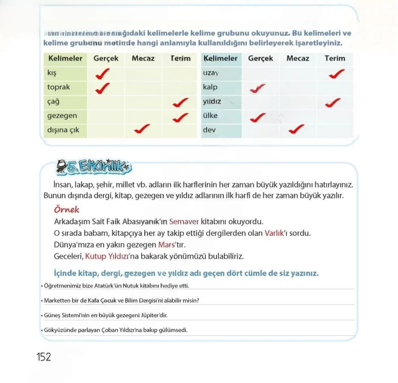 4. Sınıf Türkçe Ders Kitabı Cevapları Koza Yayınları Sayfa 152 Çözüm Görseli
