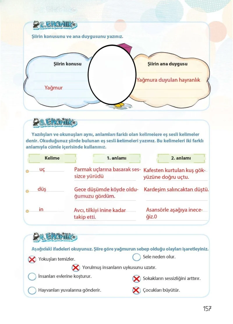 4. Sınıf Türkçe Ders Kitabı Cevapları Koza Yayınları Sayfa 157 Çözüm Görseli