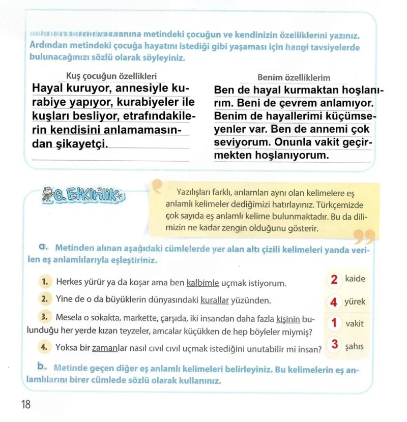 4. Sınıf Türkçe Ders Kitabı Cevapları Koza Yayınları Sayfa 18 Çözüm Görseli