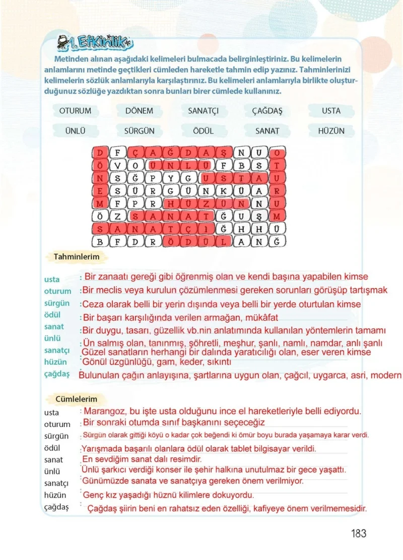 4. Sınıf Türkçe Ders Kitabı Cevapları Koza Yayınları Sayfa 183 Çözüm Görseli
