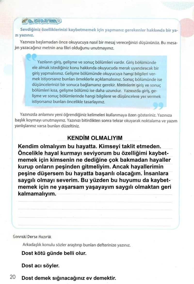 4. Sınıf Türkçe Ders Kitabı Cevapları Koza Yayınları Sayfa 20 Çözüm Görseli