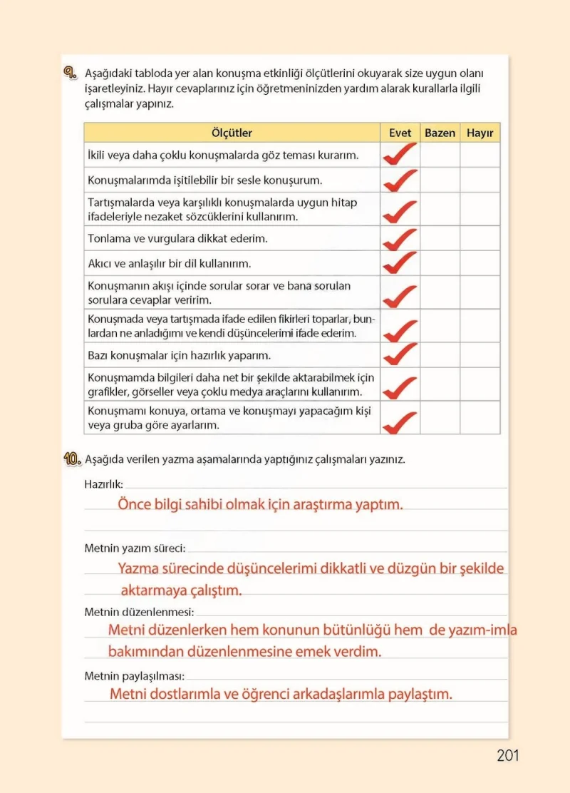 4. Sınıf Türkçe Ders Kitabı Cevapları Koza Yayınları Sayfa 201 Çözüm Görseli