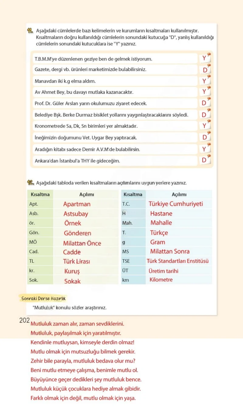 4. Sınıf Türkçe Ders Kitabı Cevapları Koza Yayınları Sayfa 202 Çözüm Görseli