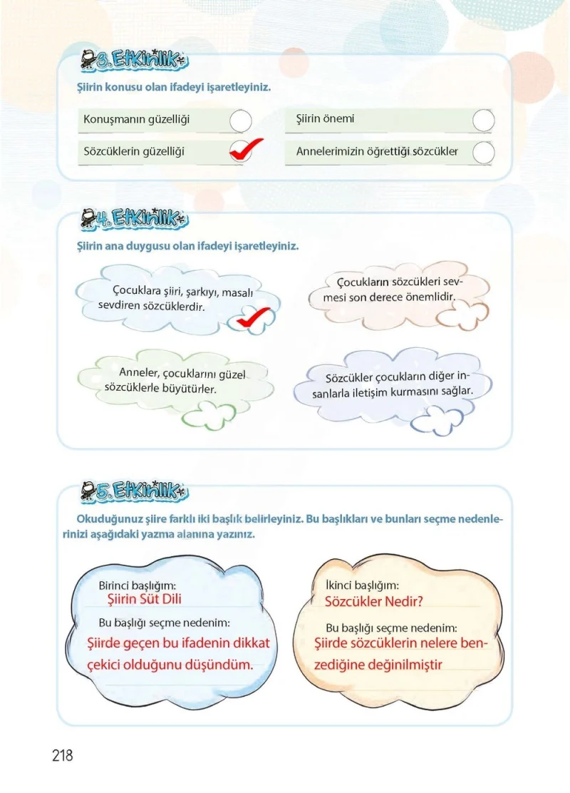 4. Sınıf Türkçe Ders Kitabı Cevapları Koza Yayınları Sayfa 218 Çözüm Görseli