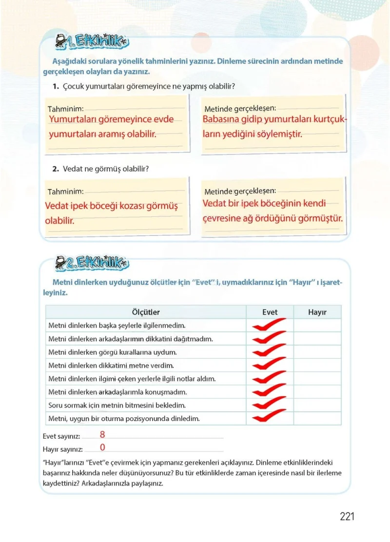4. Sınıf Türkçe Ders Kitabı Cevapları Koza Yayınları Sayfa 221 Çözüm Görseli