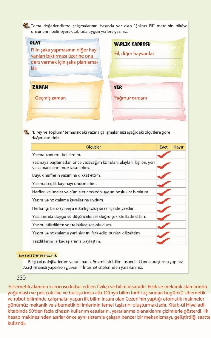 4. Sınıf Türkçe Ders Kitabı Cevapları Koza Yayınları Sayfa 230 Çözüm Görseli