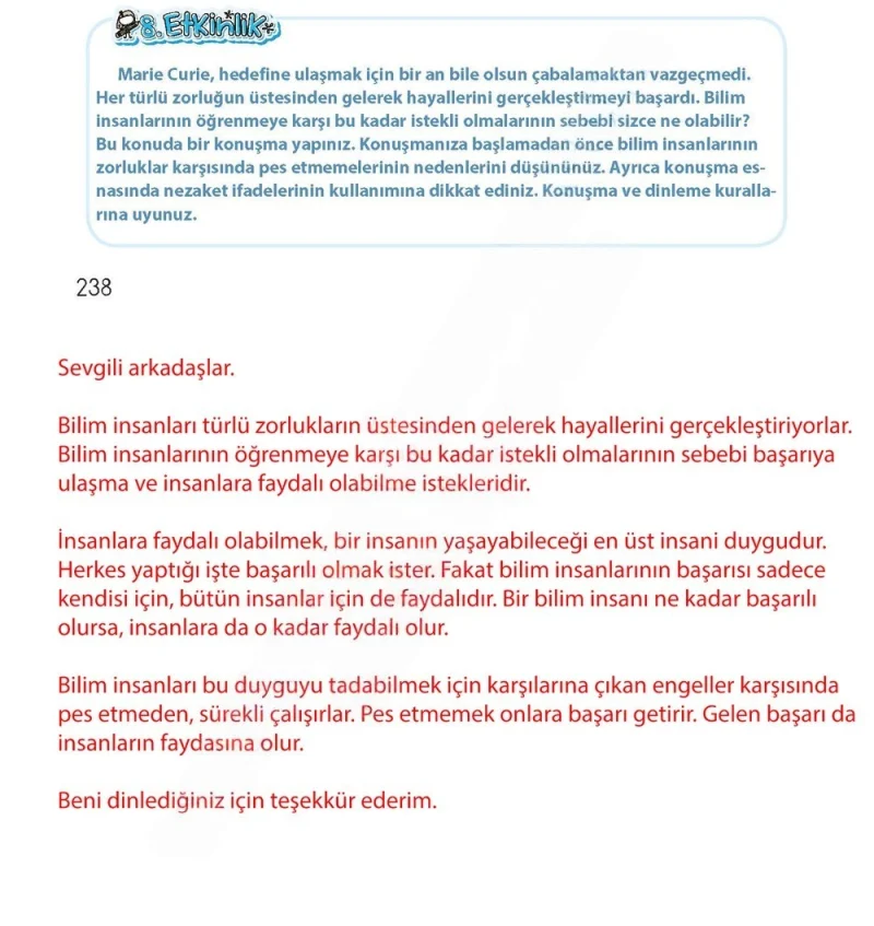 4. Sınıf Türkçe Ders Kitabı Cevapları Koza Yayınları Sayfa 238 Çözüm Görseli