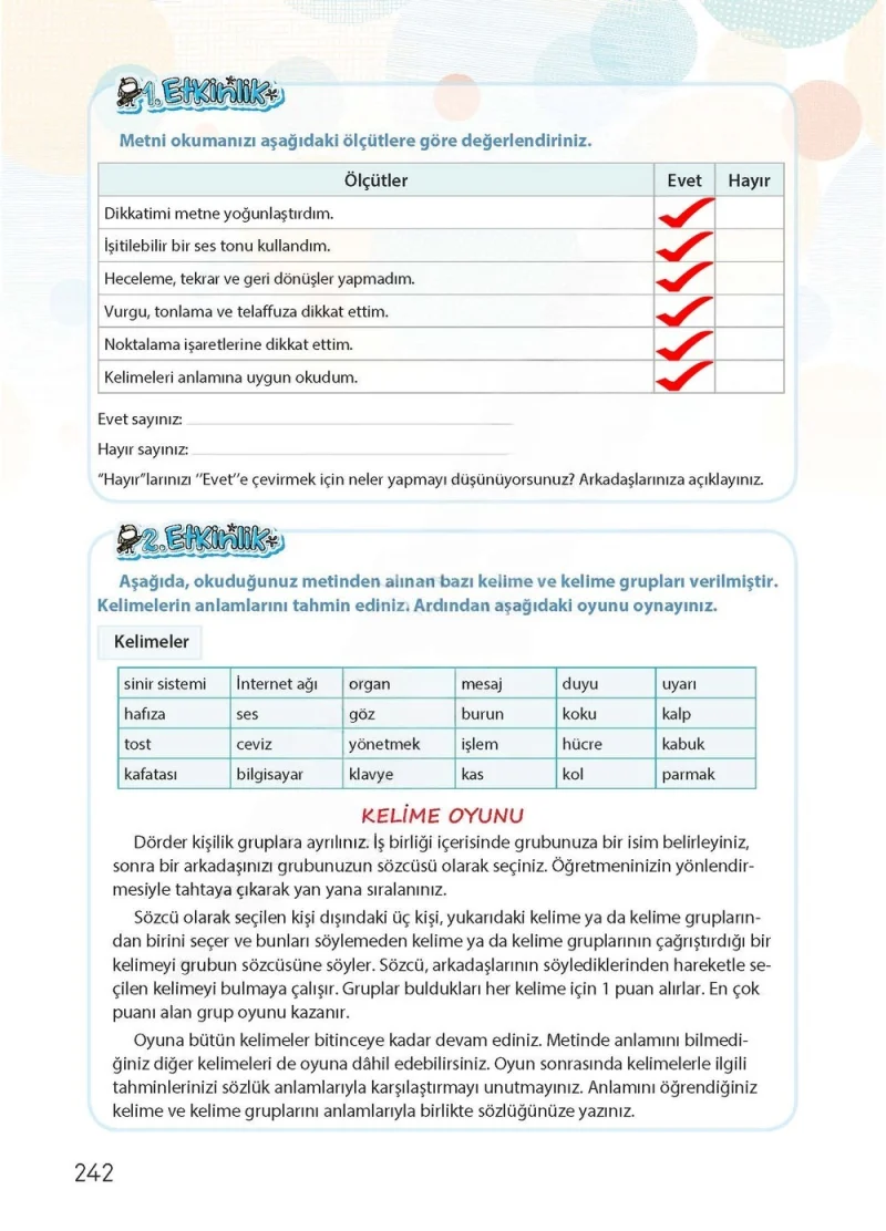 4. Sınıf Türkçe Ders Kitabı Cevapları Koza Yayınları Sayfa 242 Çözüm Görseli