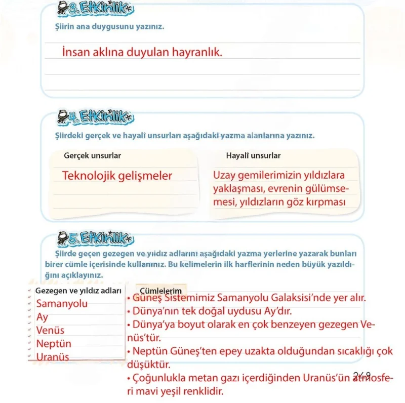 4. Sınıf Türkçe Ders Kitabı Cevapları Koza Yayınları Sayfa 249 Çözüm Görseli