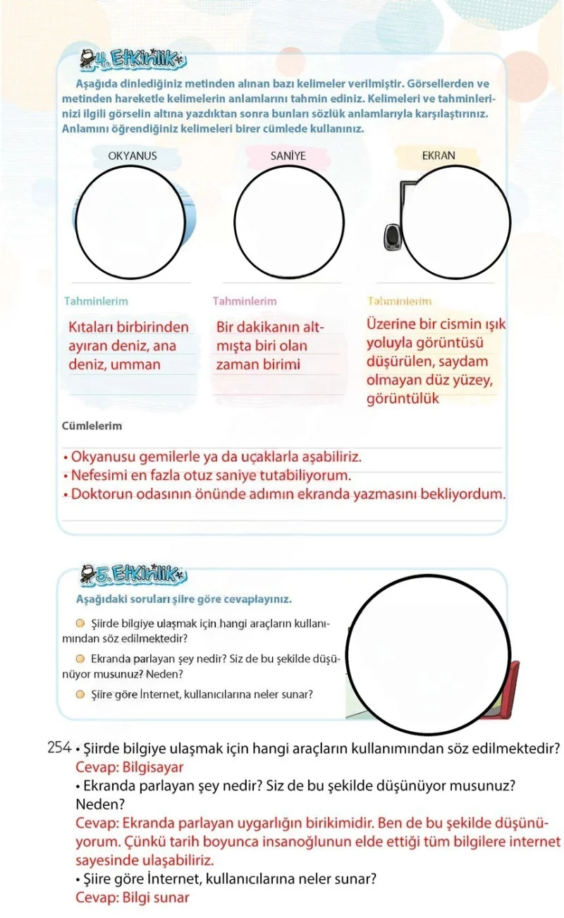 4. Sınıf Türkçe Ders Kitabı Cevapları Koza Yayınları Sayfa 254 Çözüm Görseli