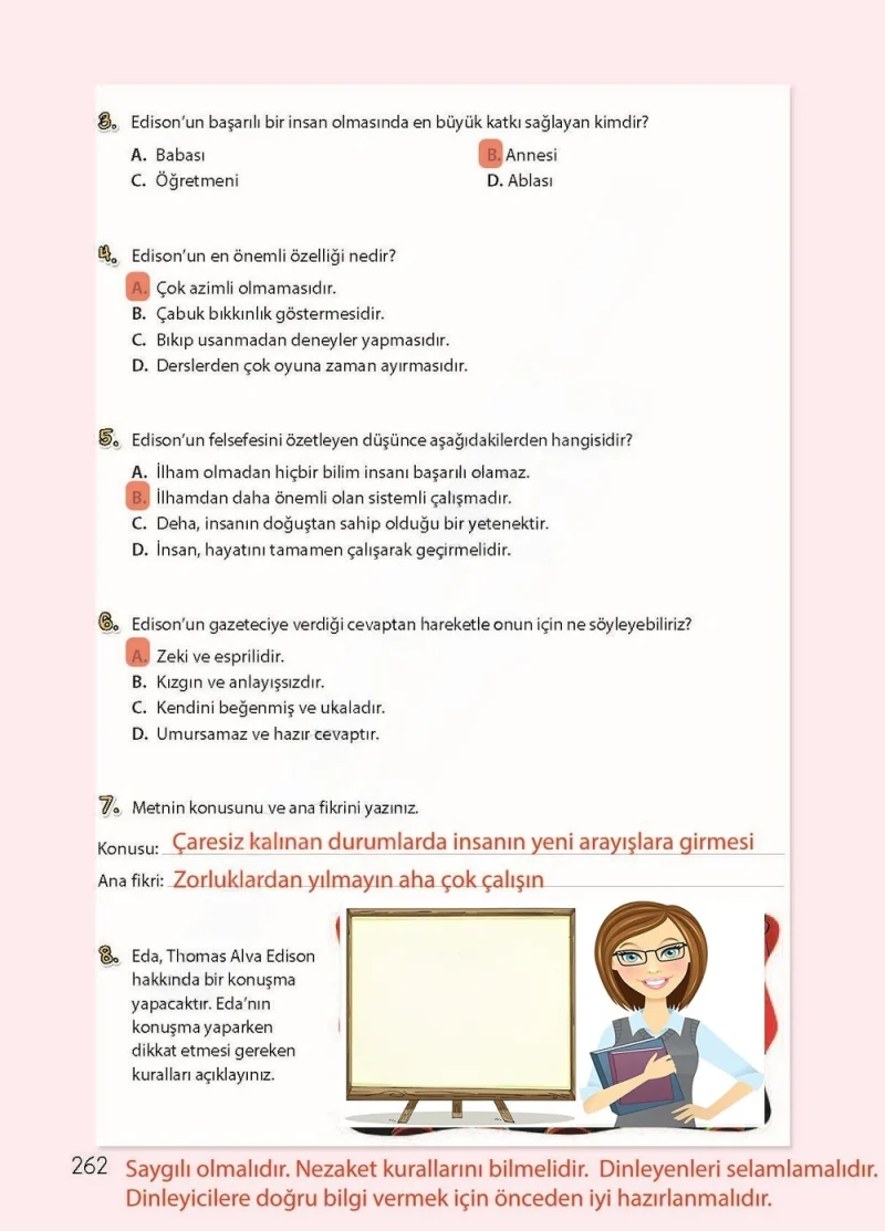 4. Sınıf Türkçe Ders Kitabı Cevapları Koza Yayınları Sayfa 262 Çözüm Görseli