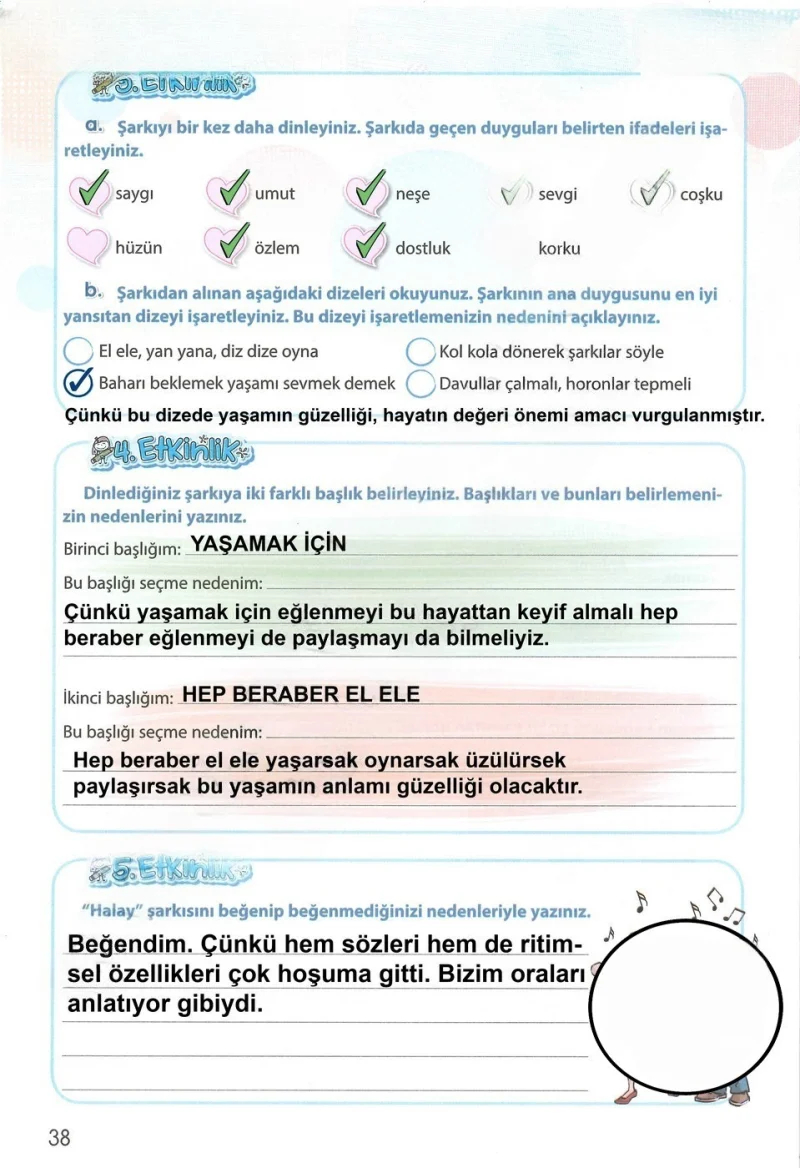 4. Sınıf Türkçe Ders Kitabı Cevapları Koza Yayınları Sayfa 38 Çözüm Görseli
