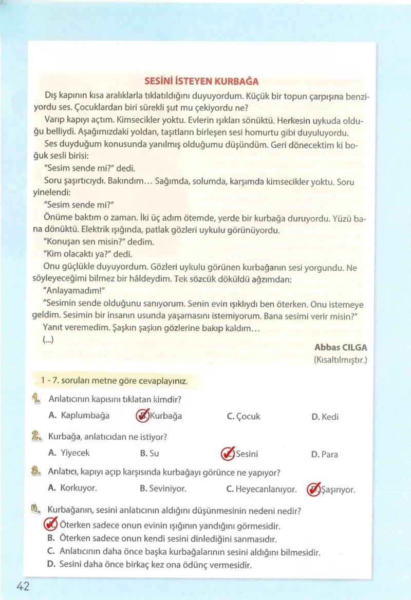 4. Sınıf Türkçe Ders Kitabı Cevapları Koza Yayınları Sayfa 42 Çözüm Görseli