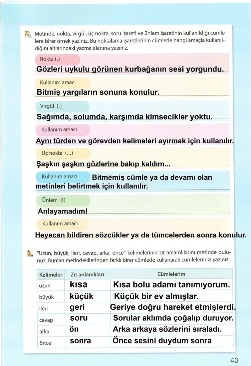 4. Sınıf Türkçe Ders Kitabı Cevapları Koza Yayınları Sayfa 43 Çözüm Görseli
