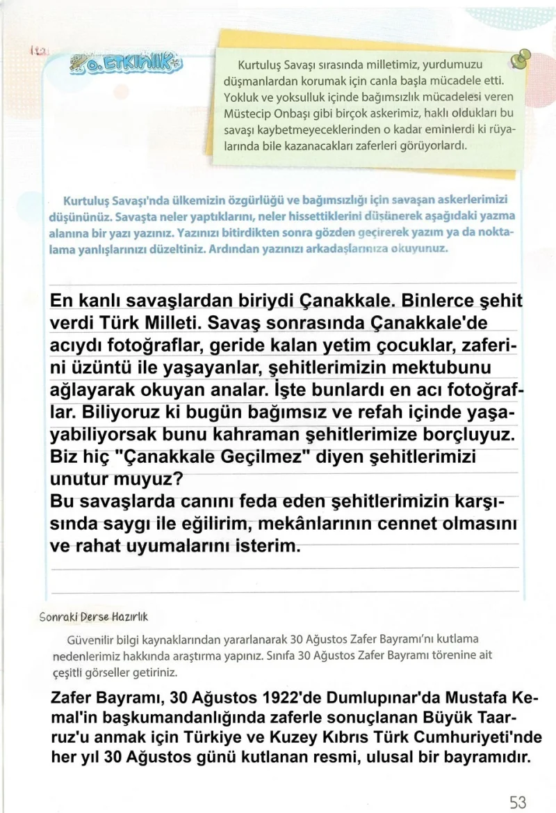 4. Sınıf Türkçe Ders Kitabı Cevapları Koza Yayınları Sayfa 53 Çözüm Görseli