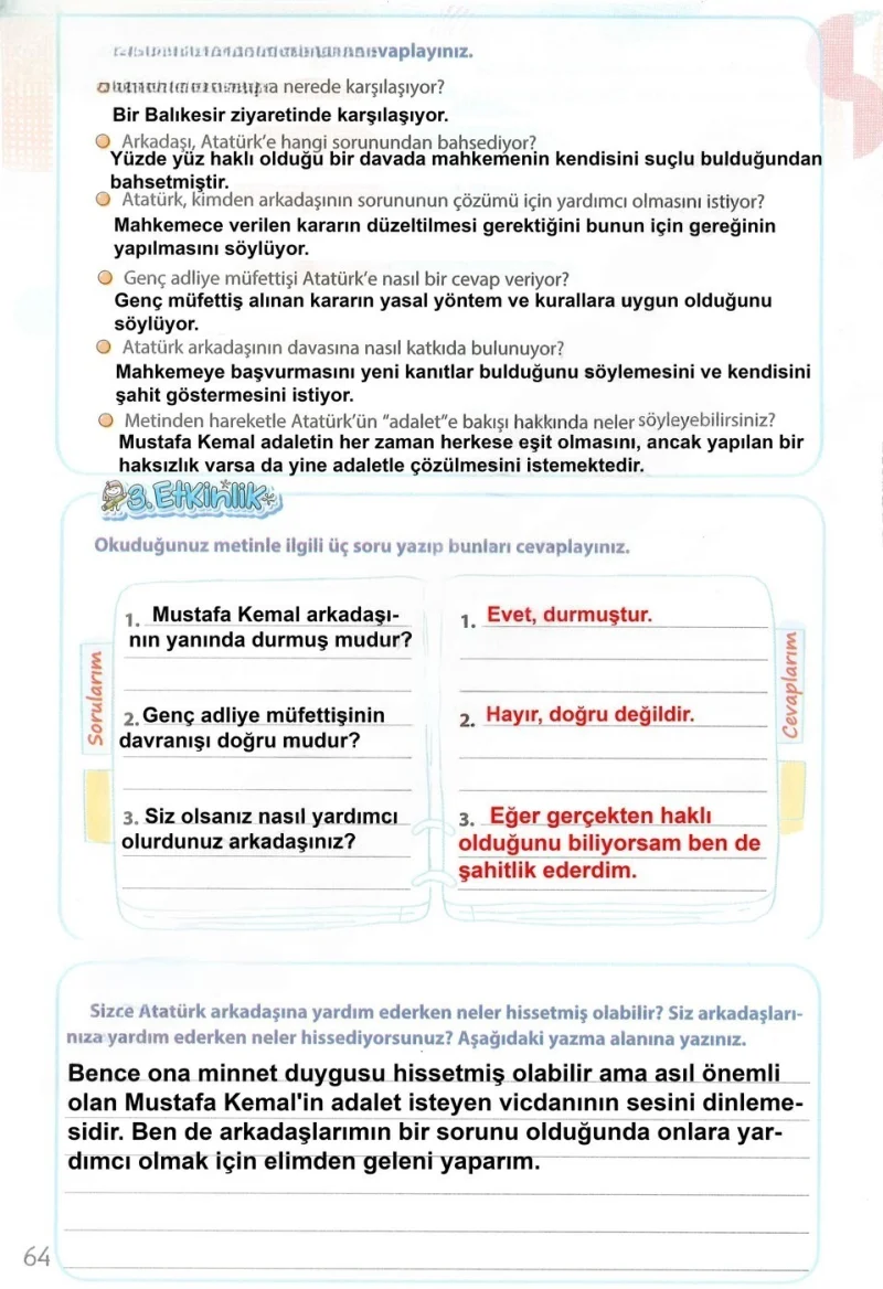 4. Sınıf Türkçe Ders Kitabı Cevapları Koza Yayınları Sayfa 64 Çözüm Görseli