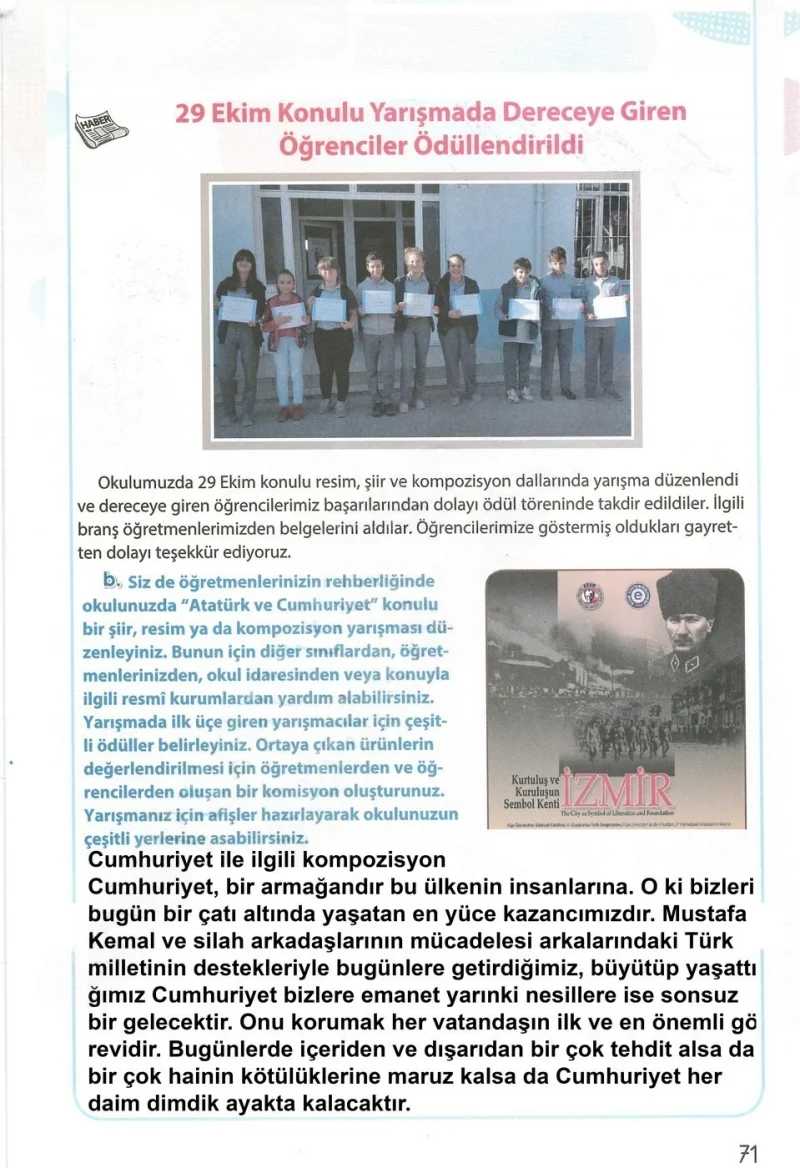 4. Sınıf Türkçe Ders Kitabı Cevapları Koza Yayınları Sayfa 71 Çözüm Görseli