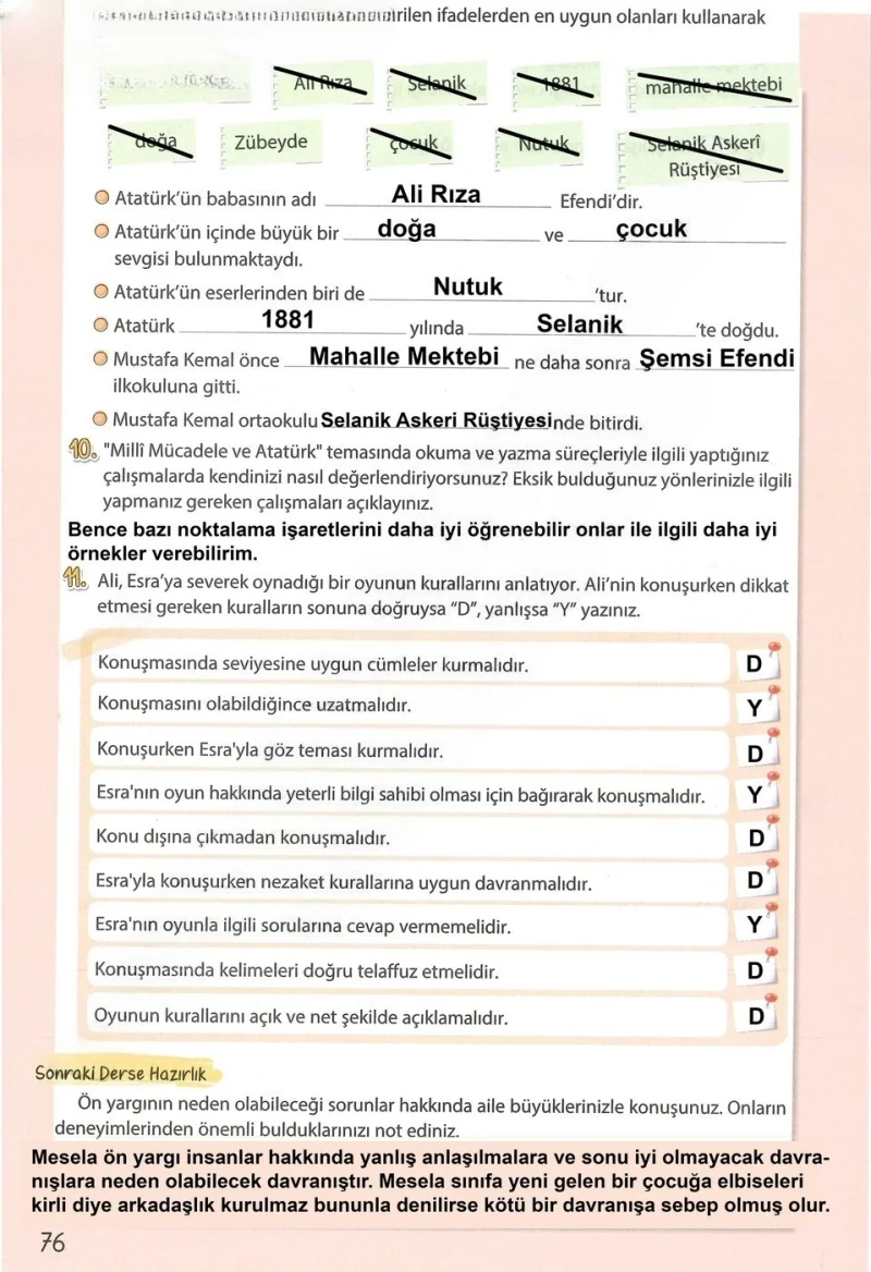 4. Sınıf Türkçe Ders Kitabı Cevapları Koza Yayınları Sayfa 76 Çözüm Görseli
