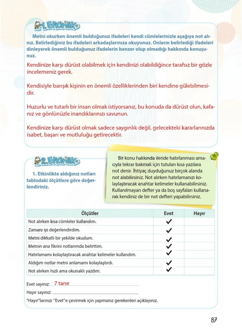 4. Sınıf Türkçe Ders Kitabı Cevapları Koza Yayınları Sayfa 87 Çözüm Görseli