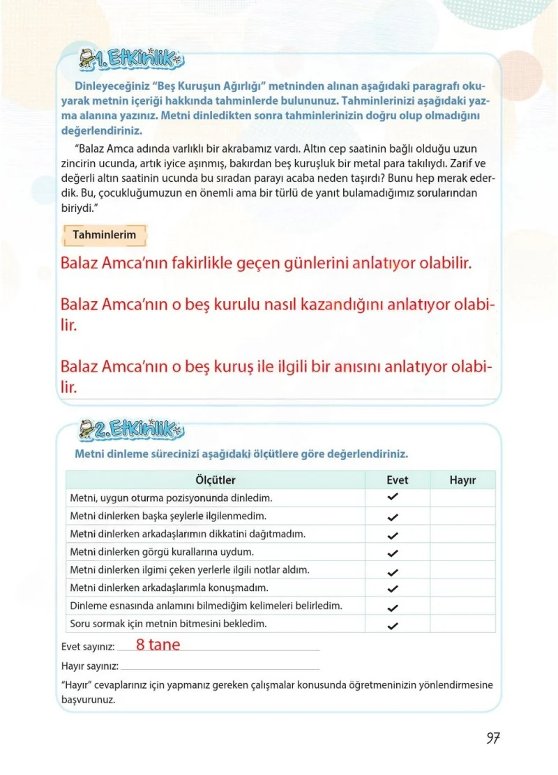 4. Sınıf Türkçe Ders Kitabı Cevapları Koza Yayınları Sayfa 97 Çözüm Görseli
