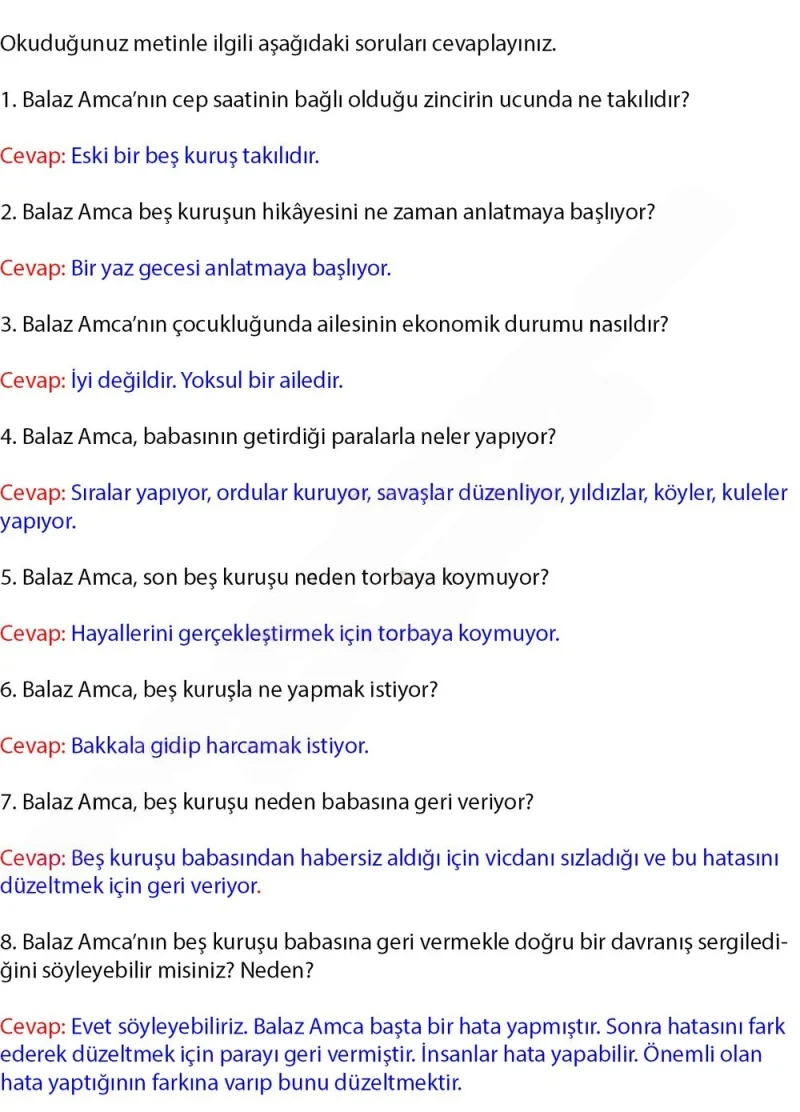 4. Sınıf Türkçe Ders Kitabı Cevapları Koza Yayınları Sayfa 99 Çözüm Görseli