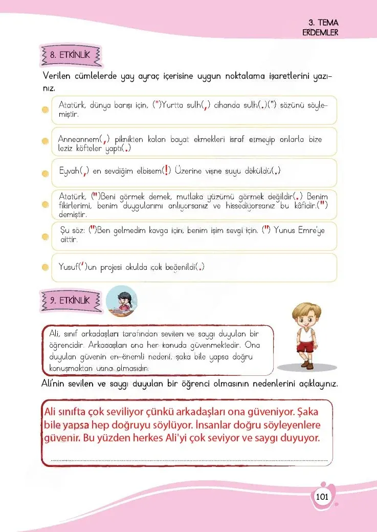 4. Sınıf Türkçe Ders Kitabı Cevapları Meb Yayınları 1 Sayfa 101 Çözüm Görseli