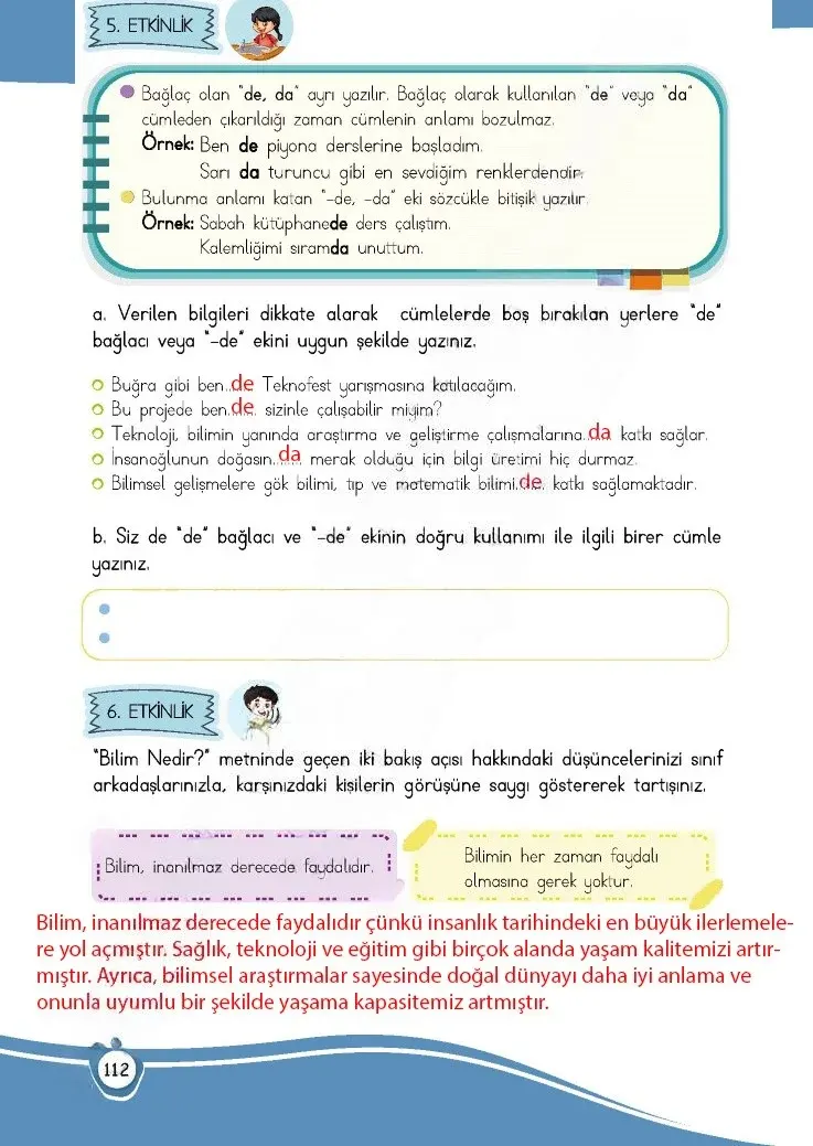 4. Sınıf Türkçe Ders Kitabı Cevapları Meb Yayınları 1 Sayfa 112 Çözüm Görseli
