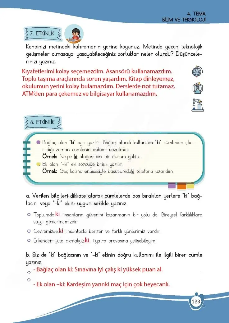 4. Sınıf Türkçe Ders Kitabı Cevapları Meb Yayınları 1 Sayfa 123 Çözüm Görseli
