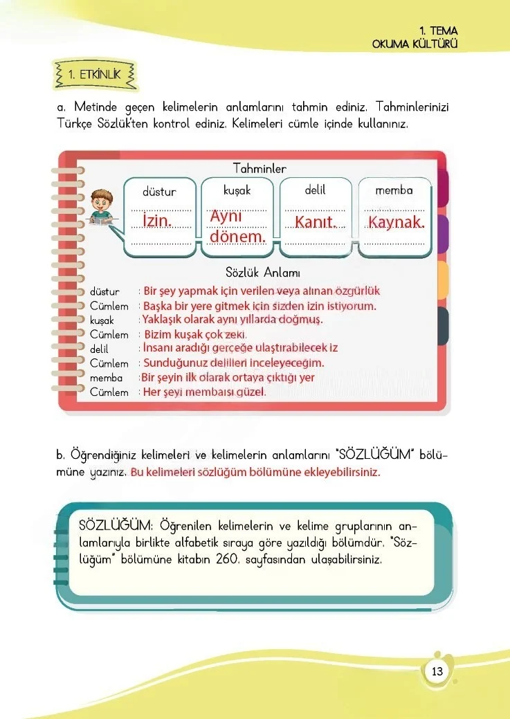 4. Sınıf Türkçe Ders Kitabı Cevapları Meb Yayınları 1 Sayfa 13 Çözüm Görseli