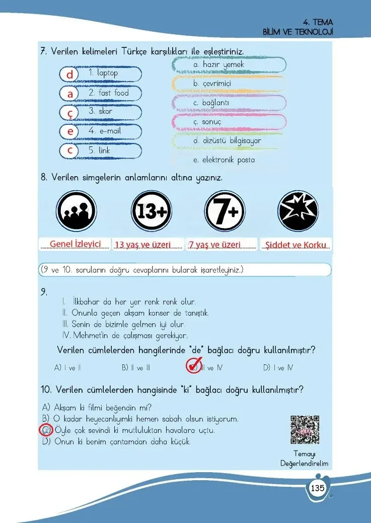 4. Sınıf Türkçe Ders Kitabı Cevapları Meb Yayınları 1 Sayfa 135 Çözüm Görseli