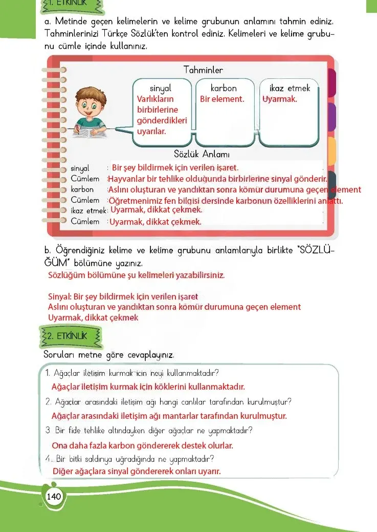 4. Sınıf Türkçe Ders Kitabı Cevapları Meb Yayınları 1 Sayfa 140 Çözüm Görseli