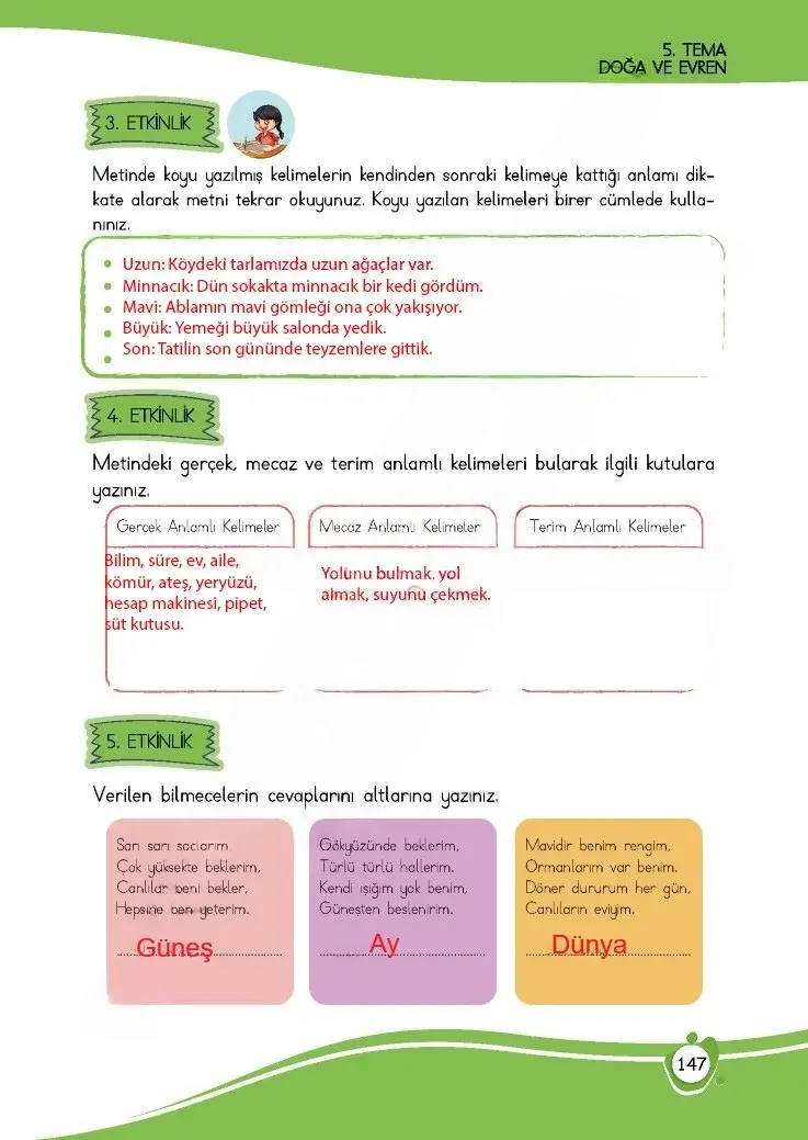 4. Sınıf Türkçe Ders Kitabı Cevapları Meb Yayınları 1 Sayfa 147 Çözüm Görseli