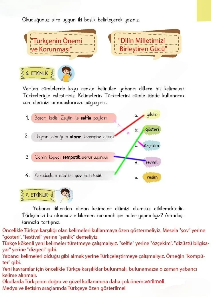 4. Sınıf Türkçe Ders Kitabı Cevapları Meb Yayınları 1 Sayfa 15 Çözüm Görseli